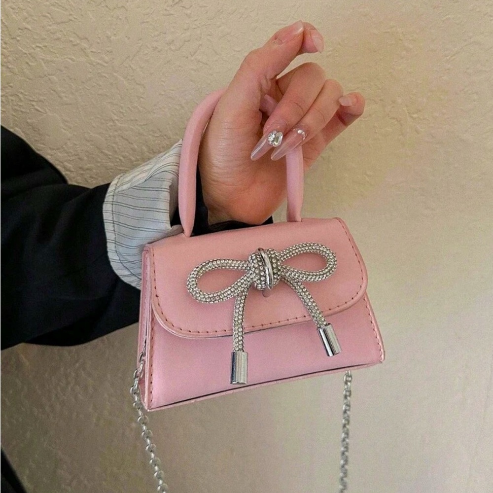 Elegant Pink Handbag with Silver Accents